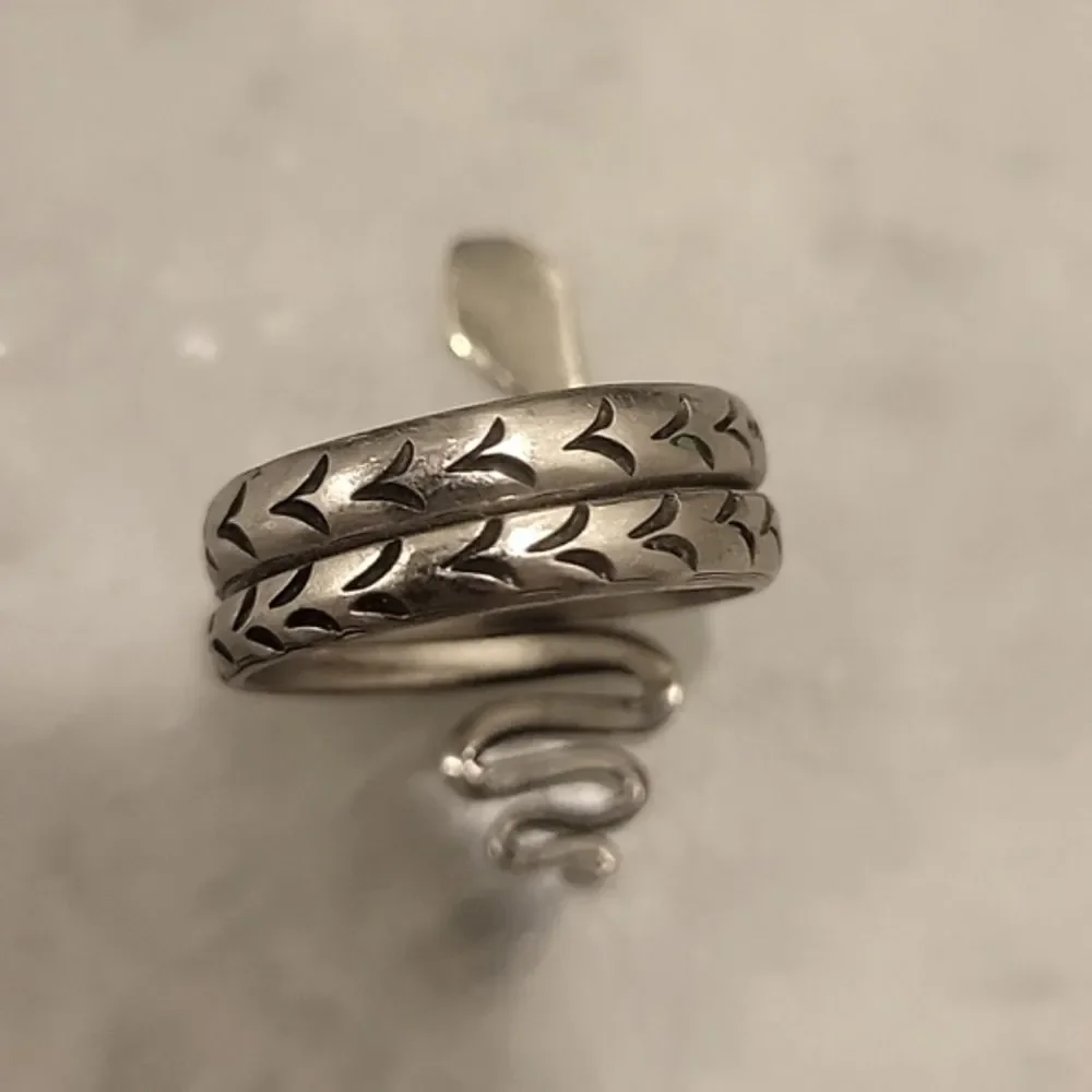 Jens Pirate Booty Snake Goth Boho Indie Biker Silver Wrap Moto Tribal Ring 8 Y2K - Picture 4 of 7